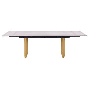 Vesa 97-inch Glass Top Extension Dining Table Beige