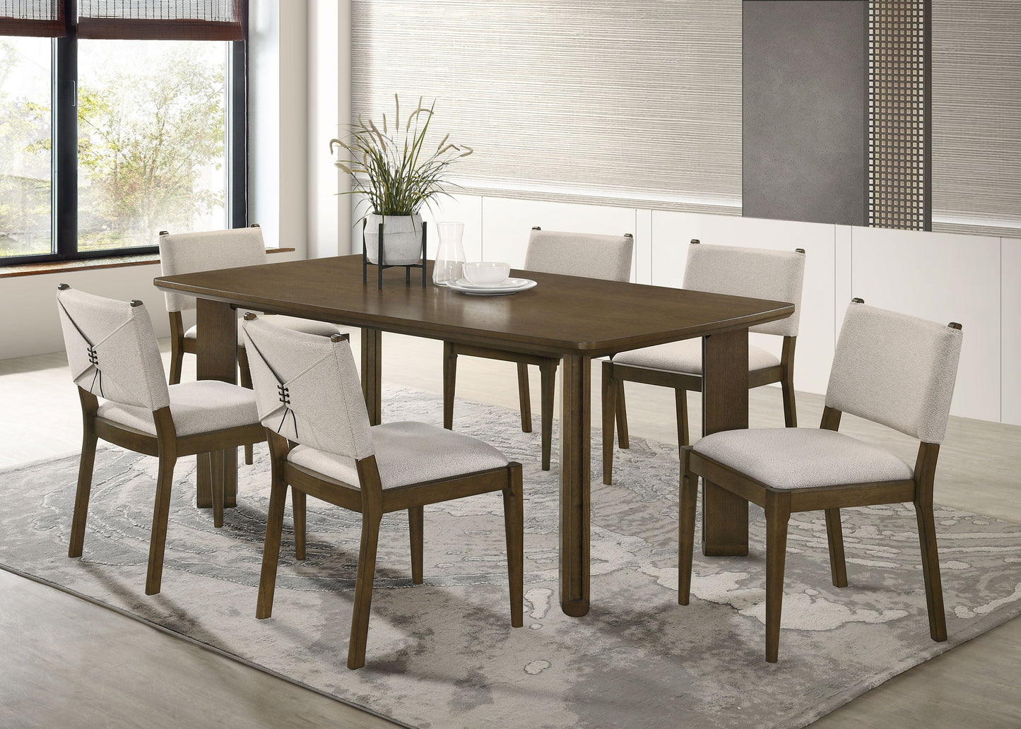 Juego de mesa de comedor rectangular de madera Ottowa marrón