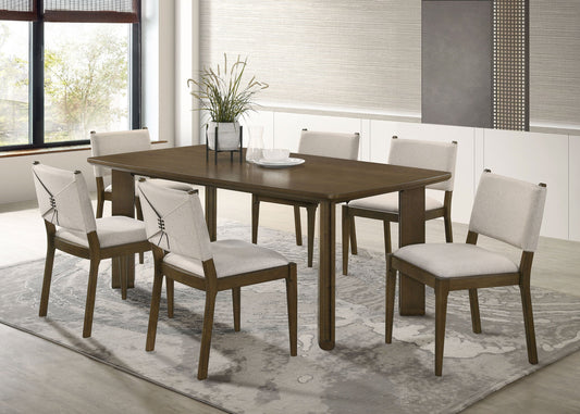 Juego de mesa de comedor rectangular de madera Ottowa marrón