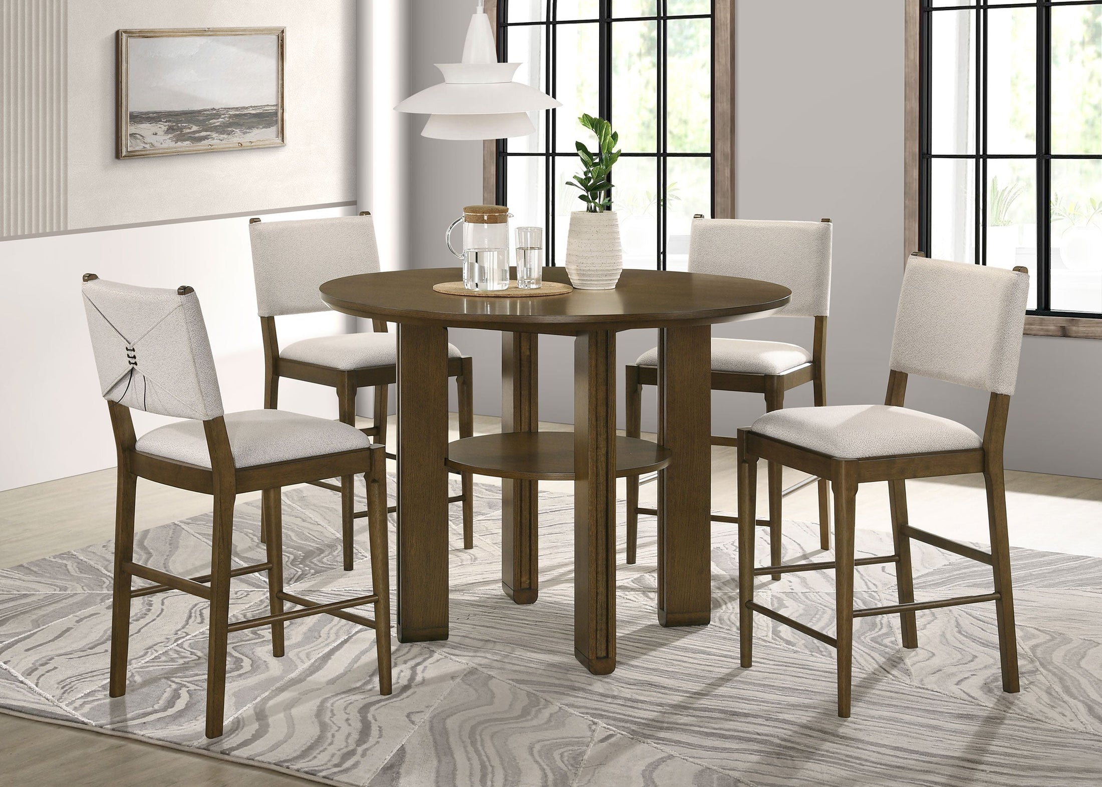 Ottowa Round Counter Height Dining Room Set Brown