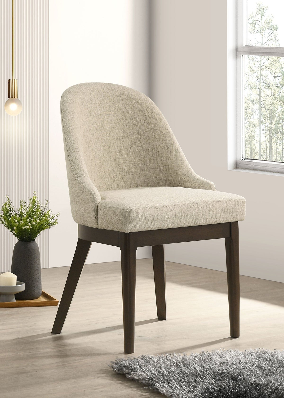 Silla de comedor tapizada Reseda beige (juego de 2)