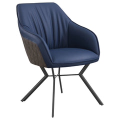Sillón de comedor tapizado Mayer azul y marrón (juego de 2)