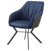 Sillón de comedor tapizado Mayer azul y marrón (juego de 2)