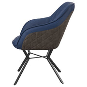 Sillón de comedor tapizado Mayer azul y marrón (juego de 2)