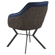 Sillón de comedor tapizado Mayer azul y marrón (juego de 2)