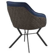 Sillón de comedor tapizado Mayer azul y marrón (juego de 2)