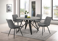 Juego de mesa de comedor redonda Neil de 5 piezas en hormigón y metal gris