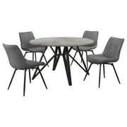 Juego de mesa de comedor redonda Neil de 5 piezas en hormigón y metal gris