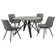 Juego de mesa de comedor redonda Neil de 5 piezas en hormigón y metal gris