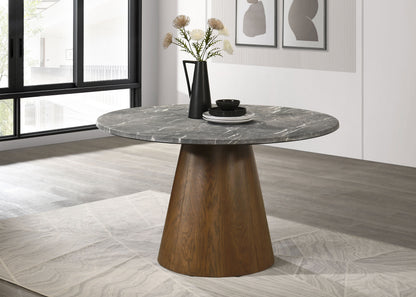 Franklin 59-inch Round Dining Table Grey and Dark Oak