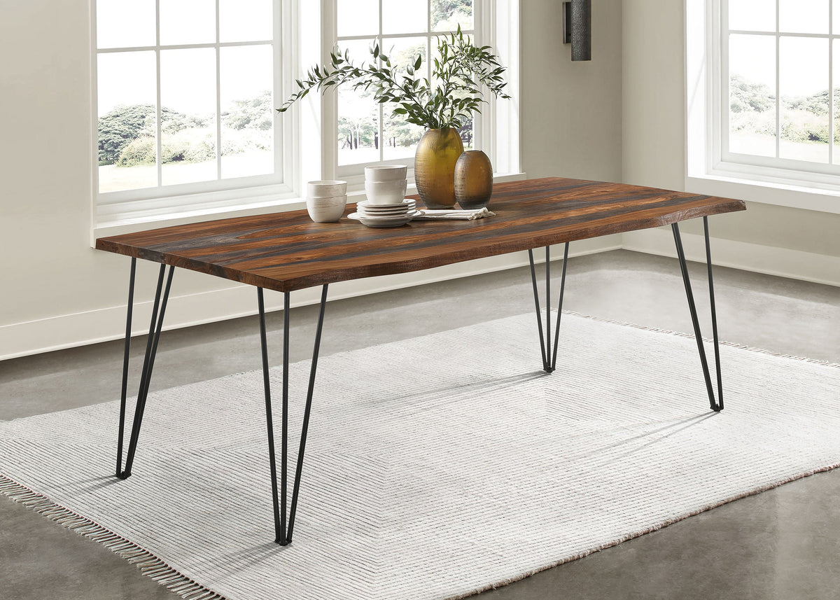 Mesa de comedor Neve de 80 pulgadas con borde natural de sheesham gris