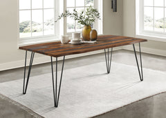 Mesa de comedor Neve de 80 pulgadas con borde natural de sheesham gris