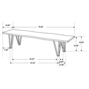Banco de comedor Neve Live Edge de madera con patas de horquilla y sheesham gris