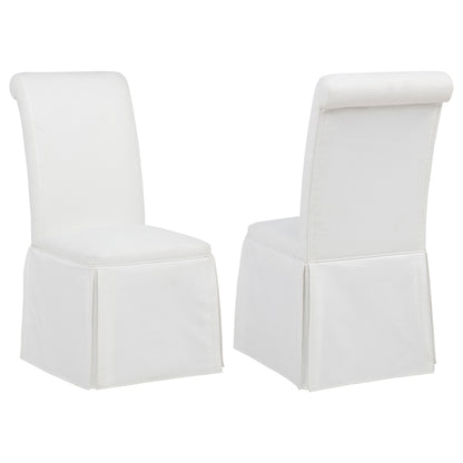 Shawna Upholstered Skirted Side Chair White (Set of 2)
