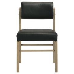 Kehoe Upholstered Dining Side Chair Black and Natural Oak (Set of 2)