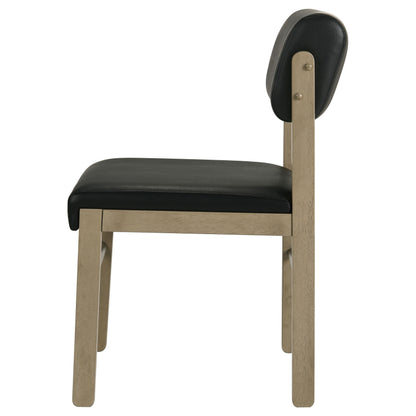 Kehoe Upholstered Dining Side Chair Black and Natural Oak (Set of 2)