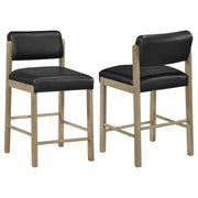 Kehoe Upholstered Counter Height Chair Black and Natural Oak (Set of 2)