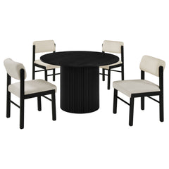 Hamlyn 5-piece Round Wood Dining Set Cream and Black