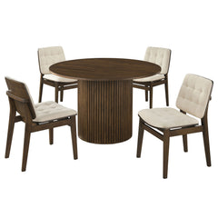 Hamlyn 5-piece Round Wood Dining Set Cream and Walnut