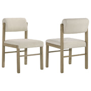 Kehoe Upholstered Dining Side Chair Cream and Natural Oak (Set of 2)
