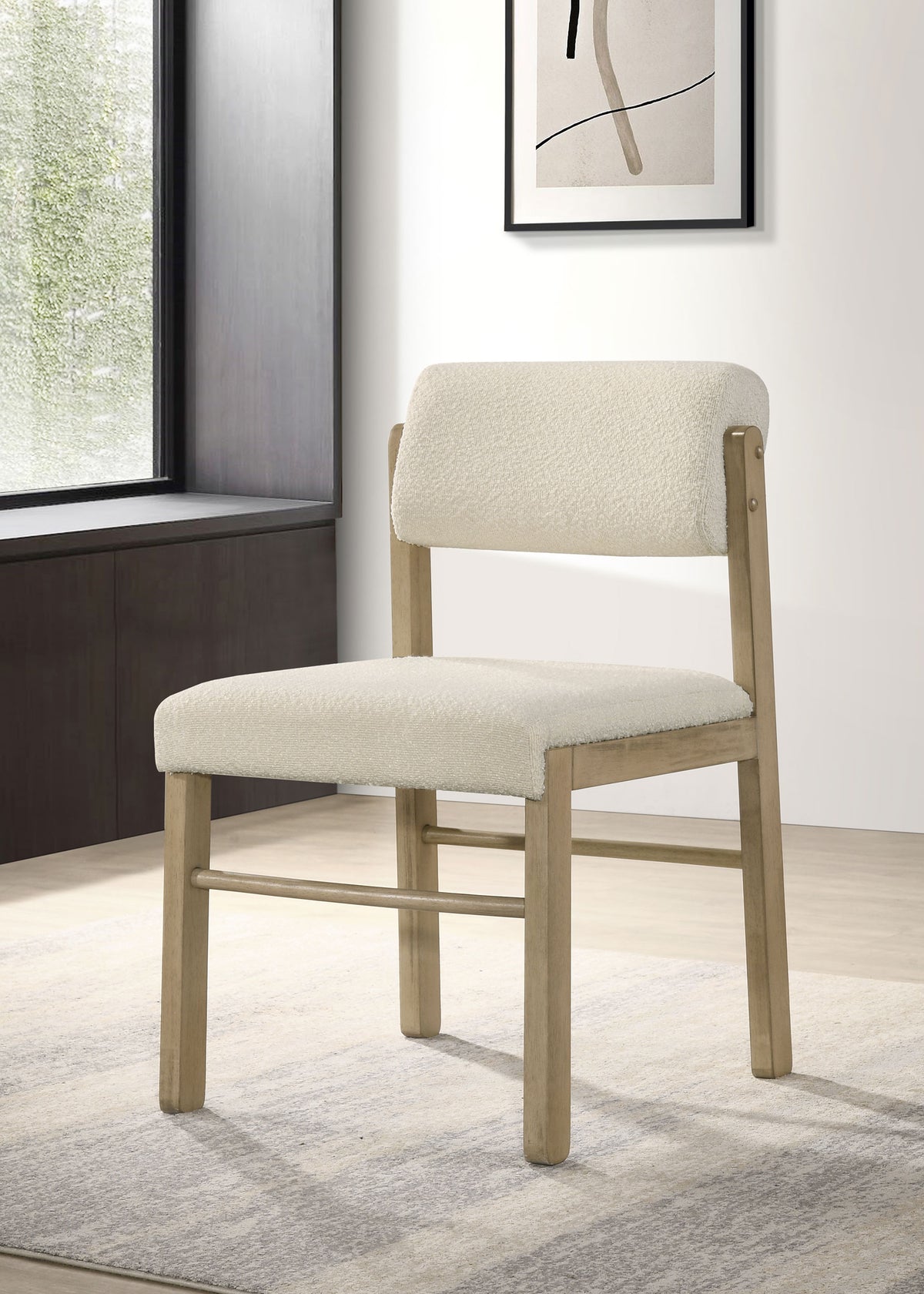 Kehoe Upholstered Dining Side Chair Cream and Natural Oak (Set of 2)