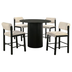 Hamlyn 5-piece Round Wood Counter Height Dining Set Cream and Black