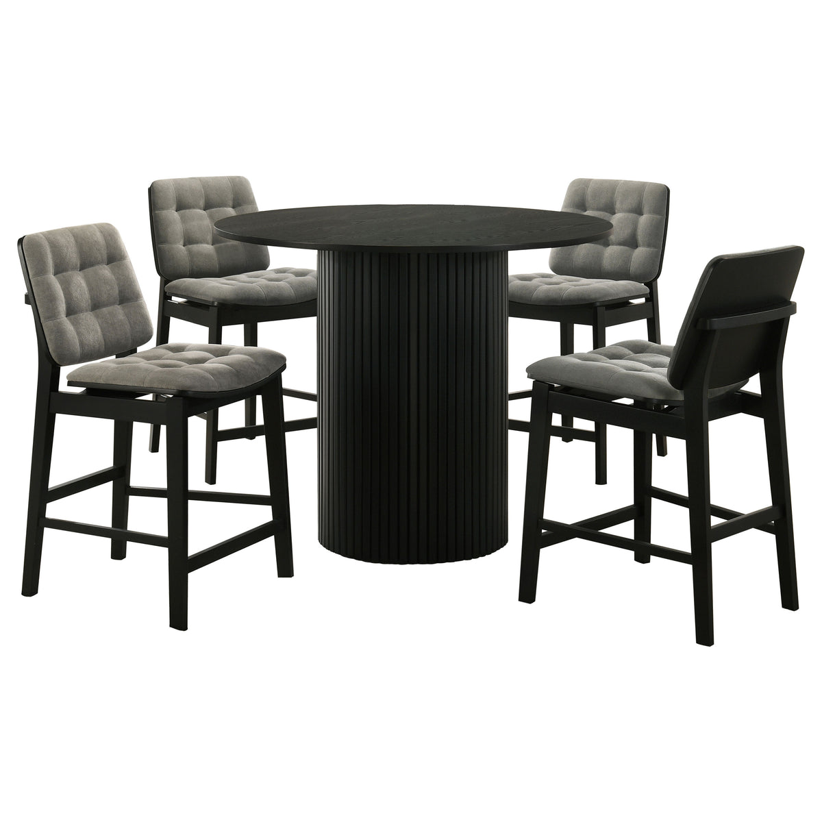 Hamlyn 5-piece Round Wood Counter Height Dining Set Grey and Black