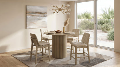 Hamlyn 5-piece Round Wood Counter Height Dining Set Cream and Natural Oak