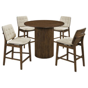 Hamlyn 5-piece Round Wood Counter Height Dining Set Cream and Walnut