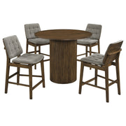 Hamlyn 5-piece Round Wood Counter Height Dining Set Grey and Walnut