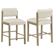 Kehoe Upholstered Counter Height Chair Cream and Natural Oak (Set of 2)