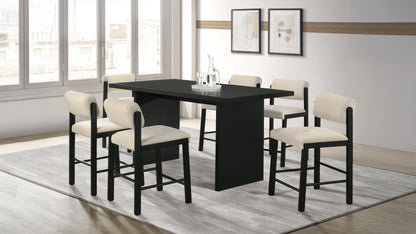 Decker 7-piece 70-inch Rectangular Counter Height Dining Set Cream and Black
