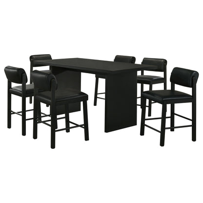 Decker 7-piece 70-inch Rectangular Counter Height Dining Set Black