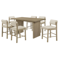 Decker 7-piece 70-inch Rectangular Counter Height Dining Set Cream and Natural Oak