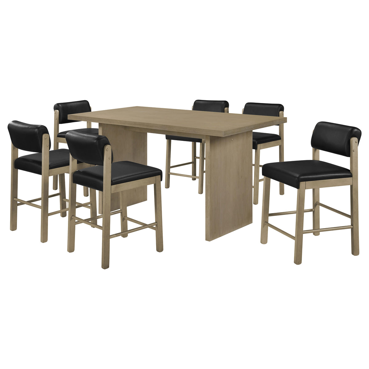 Decker 7-piece 70-inch Rectangular Counter Height Dining Set Black and Natural Oak