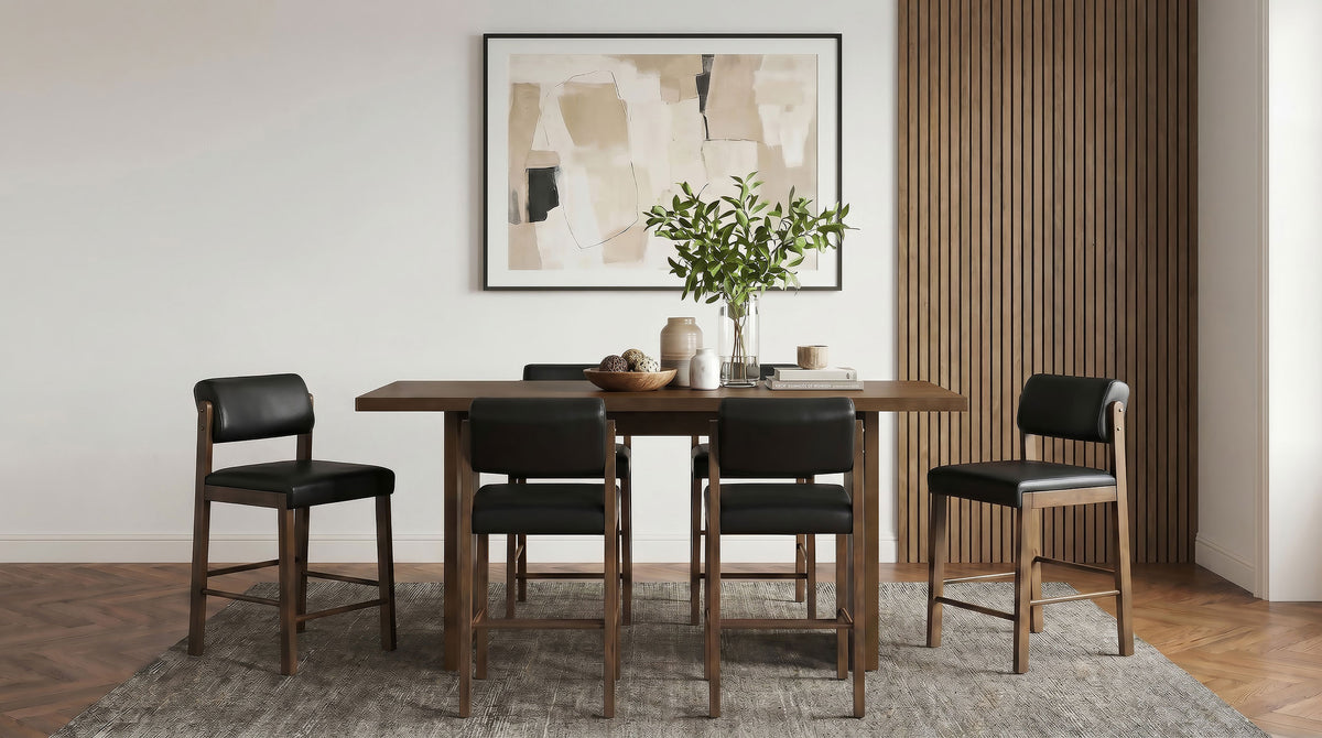 Decker 7-piece 70-inch Rectangular Counter Height Dining Set Black and Walnut