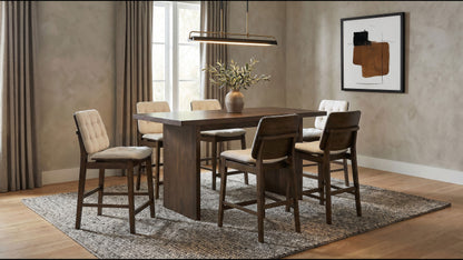 Decker 7-piece 70-inch Rectangular Counter Height Dining Set Cream and Walnut