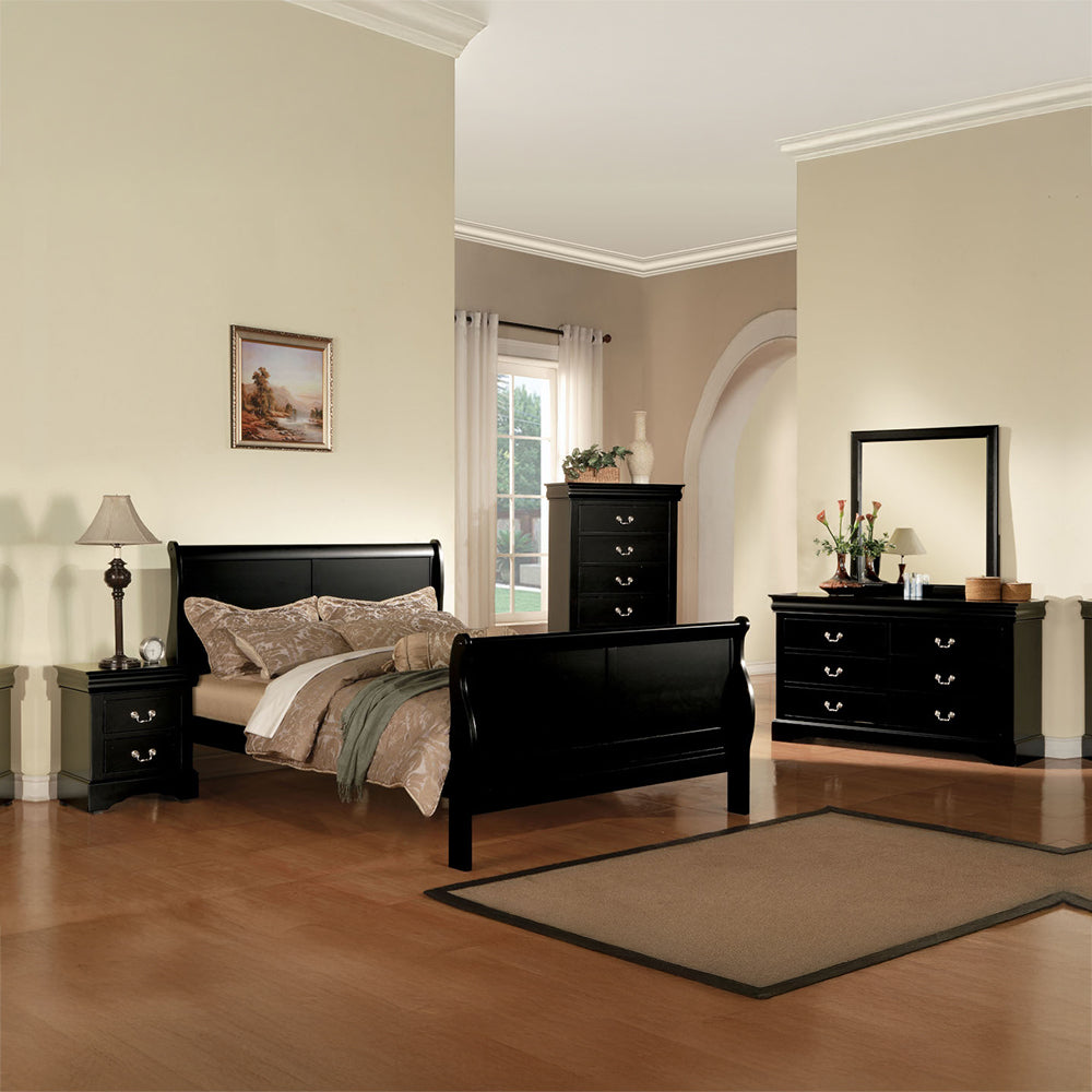 Louis Philippe III Queen Bed - Black