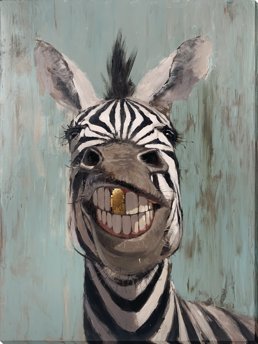 Cheerful Stripes Hand-embellished Wrapped Canvas