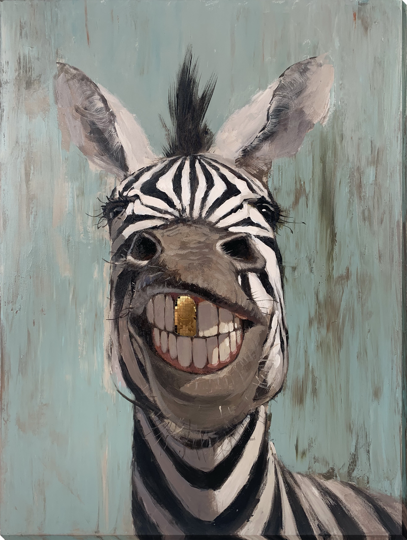 Cheerful Stripes Hand-embellished Wrapped Canvas