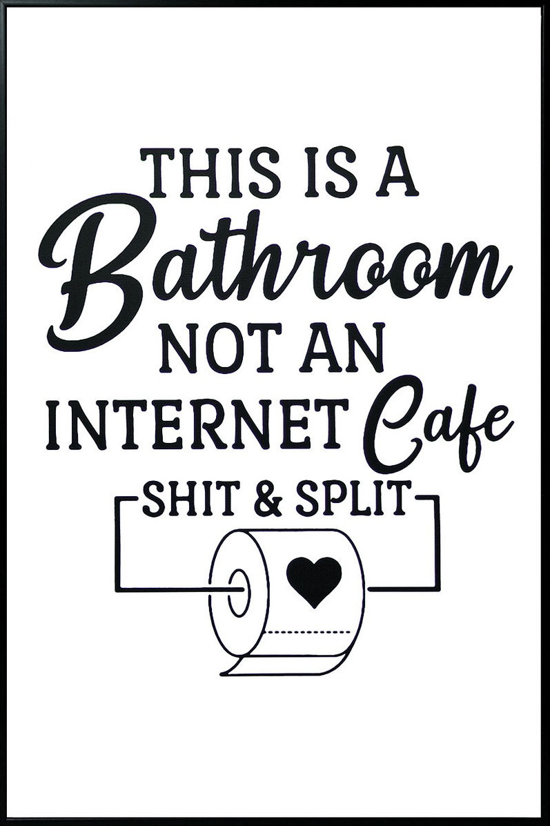 Quirky Restroom Reminder Canvas in Frame