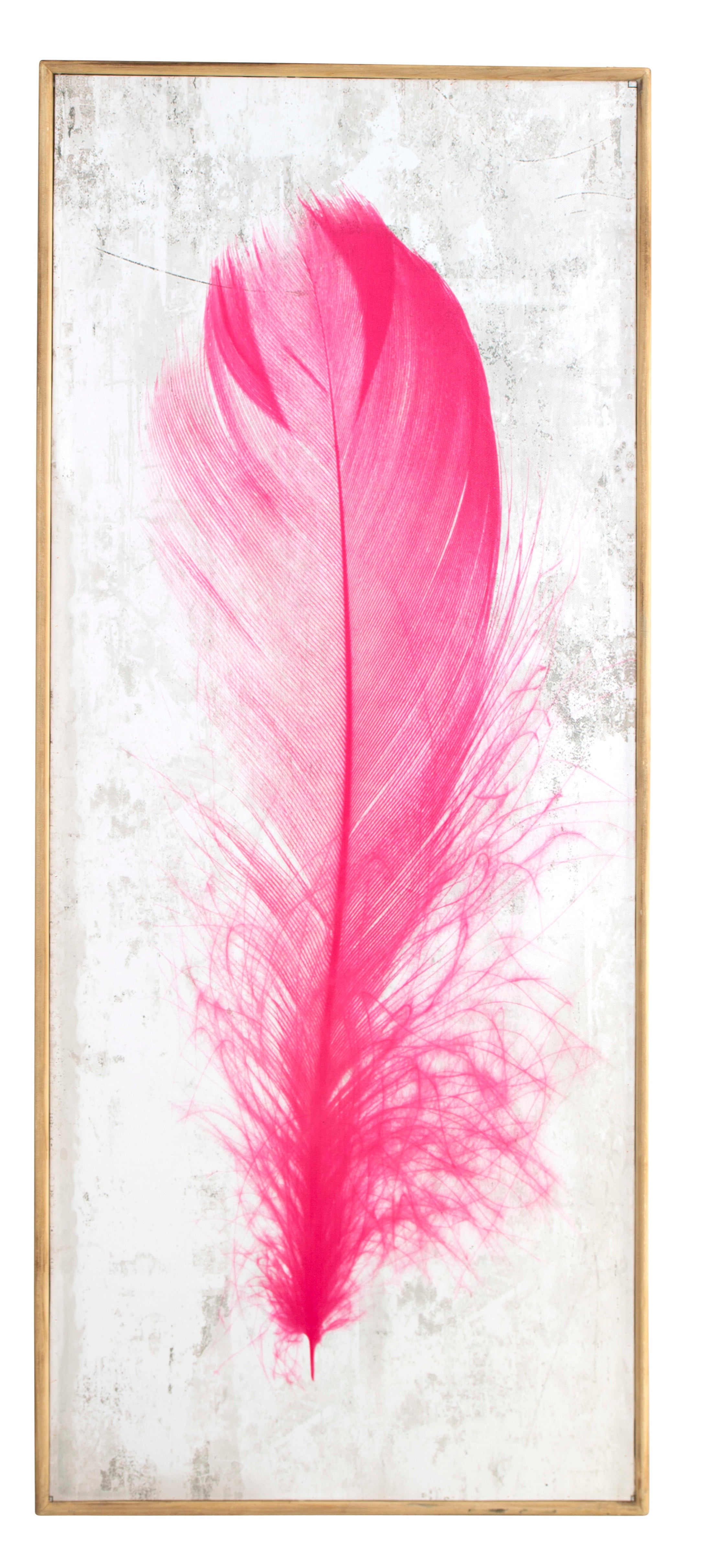 ''Pink Feather'' Wood Wall Art