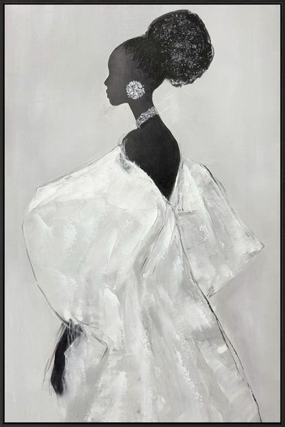 Elegant Silhouette I Hand-painted w/ Rocks in Frame