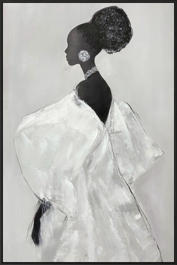 Elegant Silhouette I Hand-painted w/ Rocks in Frame