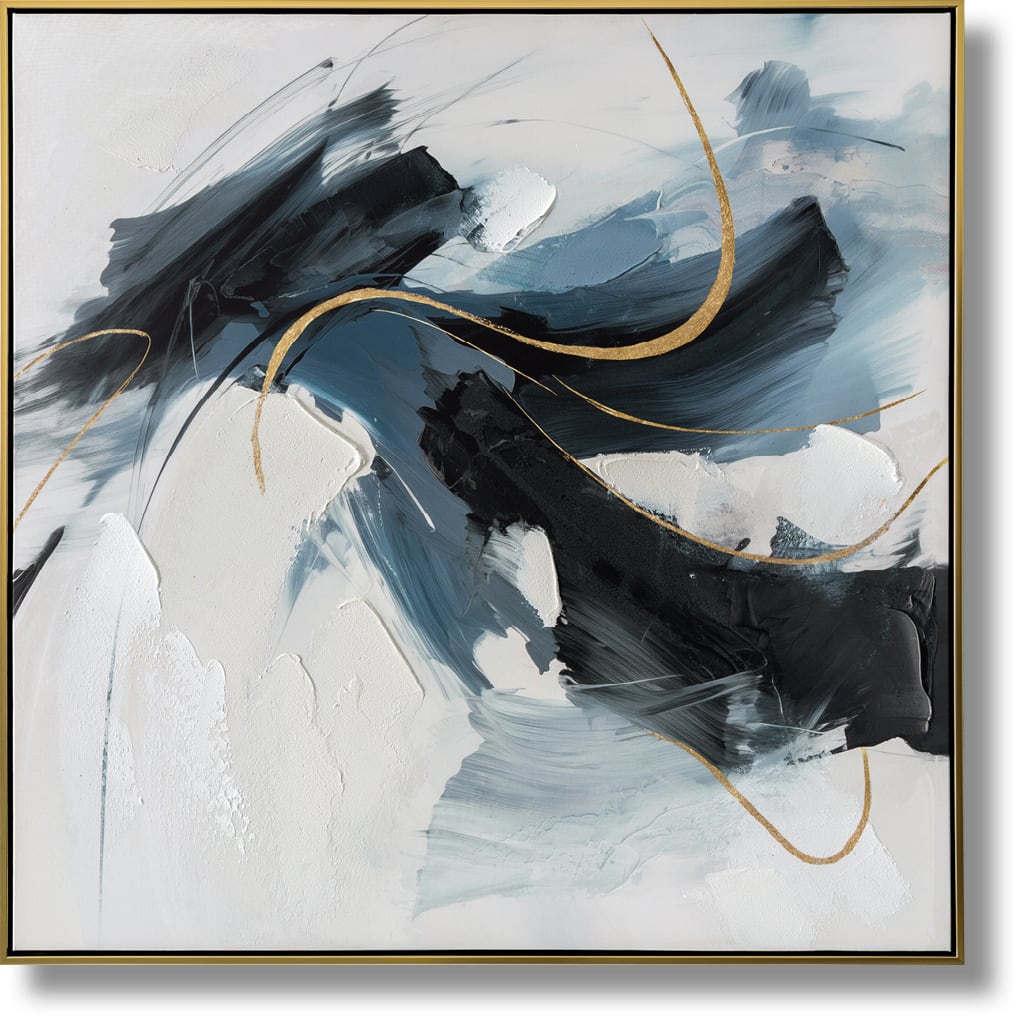 ''Sable Motion Abstract'' Hand-painted Canvas in Frame