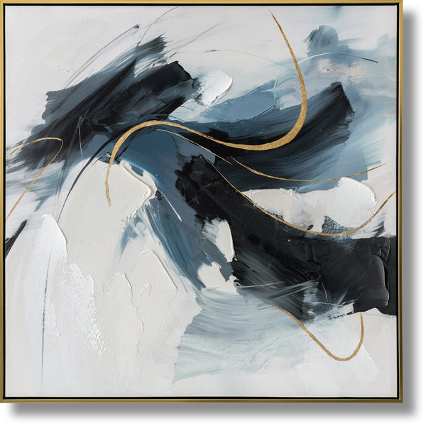 ''Sable Motion Abstract'' Hand-painted Canvas in Frame