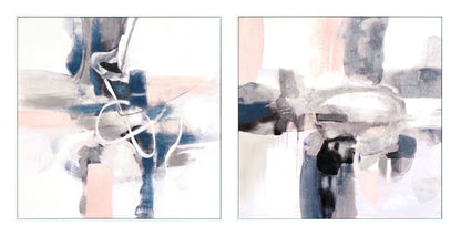 ''Subtle Tides Abstract Pair'' Hand-painted Canvas in Frame (set)