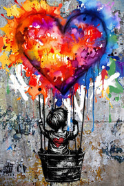 ''Fly with Love'' Hand-painted Gloss Canvas