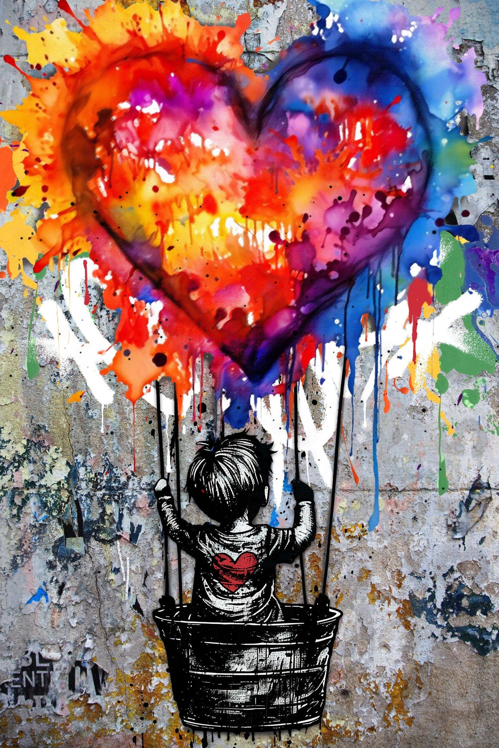 ''Fly with Love'' Hand-painted Gloss Canvas
