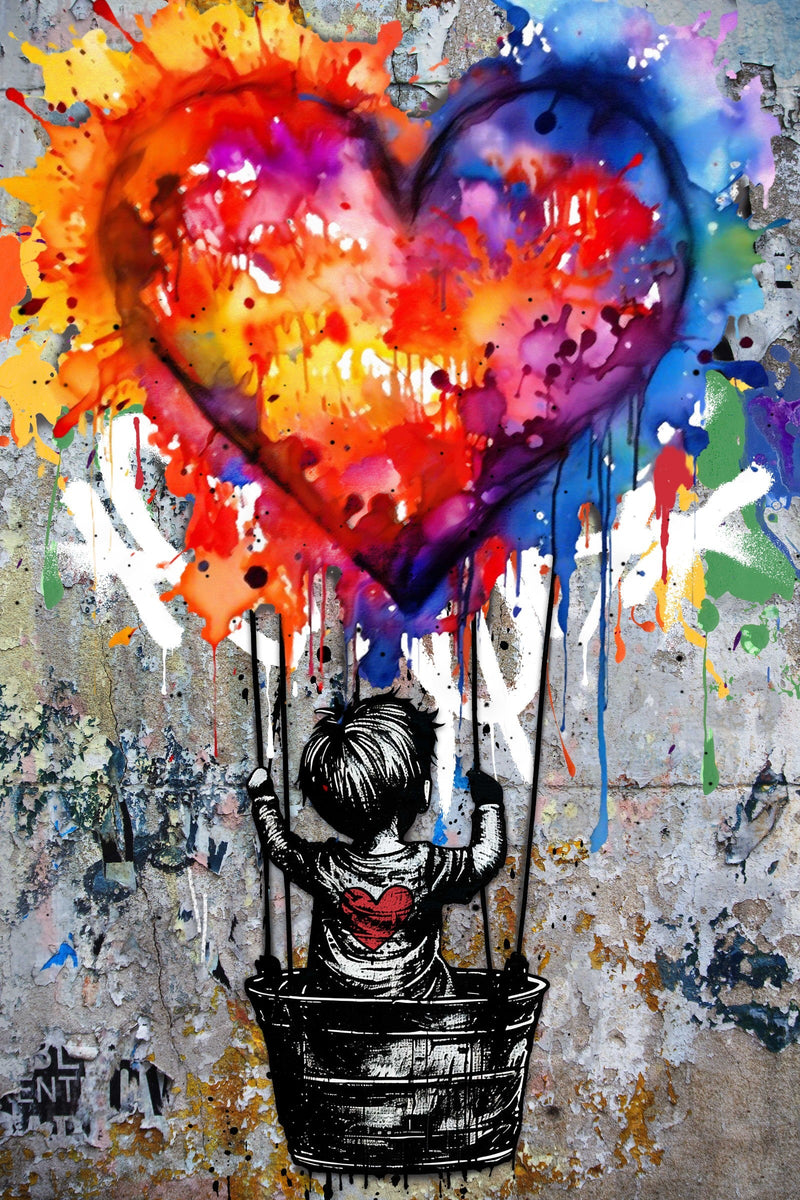 ''Fly with Love'' Hand-painted Gloss Canvas